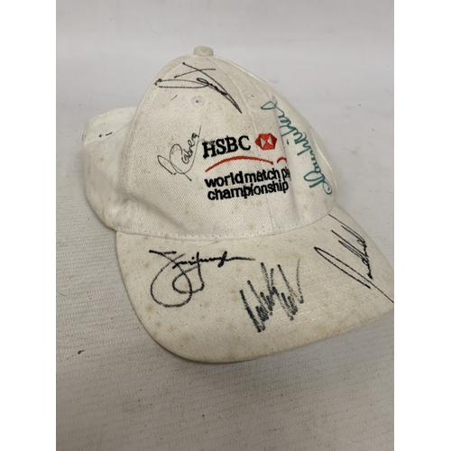 60 - AN HSBC WORLD MATCHPLAY CHAMPIONSHIP GOLF BASEBALL CAP WITH SIGNATURES