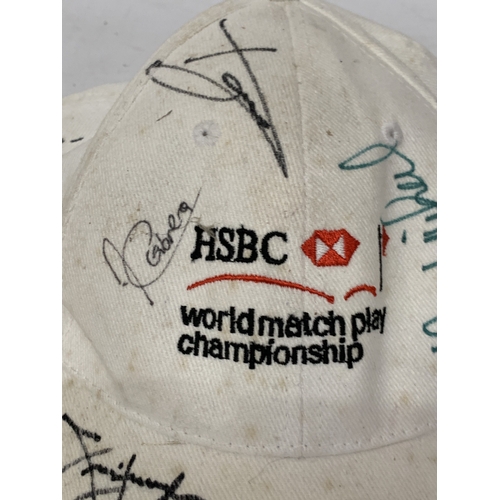 60 - AN HSBC WORLD MATCHPLAY CHAMPIONSHIP GOLF BASEBALL CAP WITH SIGNATURES