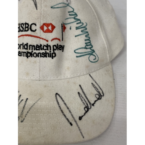 60 - AN HSBC WORLD MATCHPLAY CHAMPIONSHIP GOLF BASEBALL CAP WITH SIGNATURES