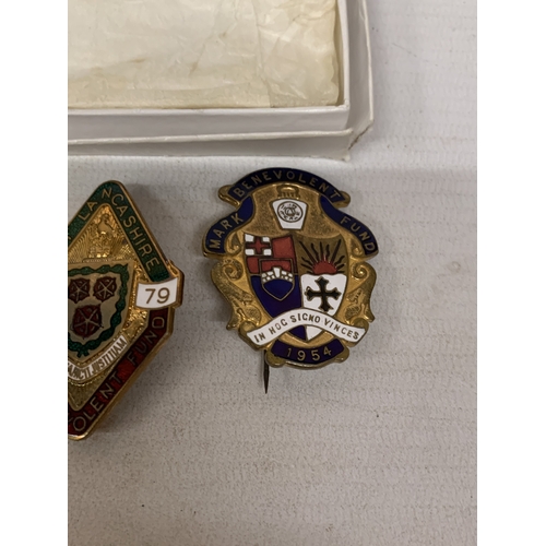 75 - THREE MASONIC ENAMEL BADGES