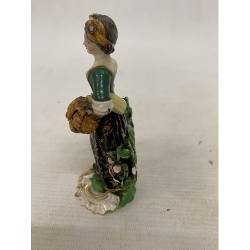 83 - A VINTAGE SMALL CROWN DERBY LADY FIGURE, HEIGHT 12CM