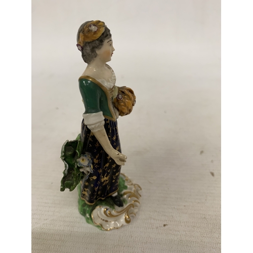 83 - A VINTAGE SMALL CROWN DERBY LADY FIGURE, HEIGHT 12CM