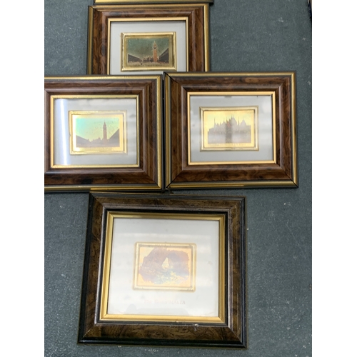 156 - A COLLECTION OF FIVE SMALL FRAMED IMAGES OF VARIOUS TOURIST SITES IN MALTA