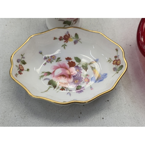 180 - A CROWN DERBY PIN DISH AND SMALL VASE