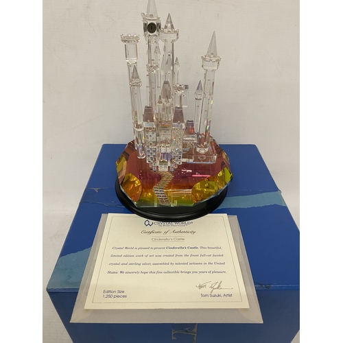 27 - A DISNEY SHOWCASE COLLECTION CRYSTAL WORLD CINDERELLA CASTLE - BOXED WITH COA