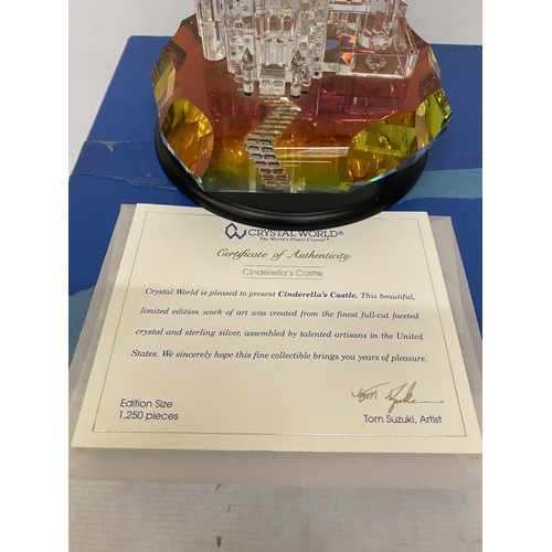 27 - A DISNEY SHOWCASE COLLECTION CRYSTAL WORLD CINDERELLA CASTLE - BOXED WITH COA