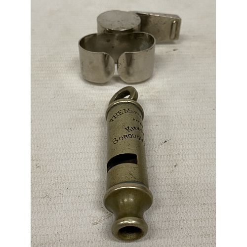 6 - A PAIR OF VINTAGE WHISTLES TO INCLUDE 
