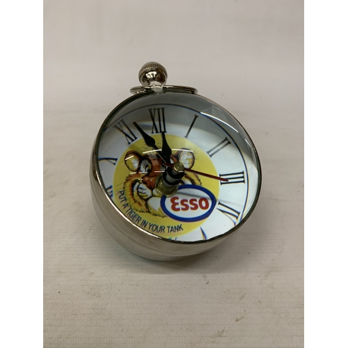 31 - A CHROME AND GLASS ESSO BUBBLE CLOCK