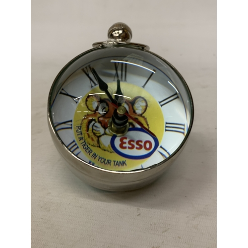 31 - A CHROME AND GLASS ESSO BUBBLE CLOCK