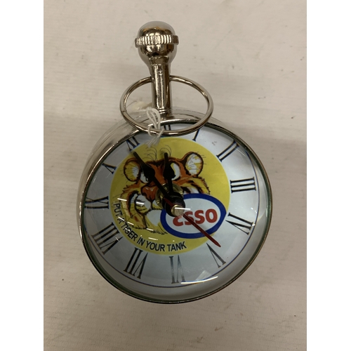 31 - A CHROME AND GLASS ESSO BUBBLE CLOCK