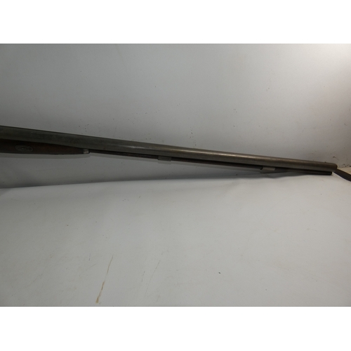 307 - A MID 19TH CENTURY PERCUSSION CAP SIDE BY SIDE 16 BORE SHOTGUN BY WALTON AND CO, 71CM BARRELS, LENGT... 