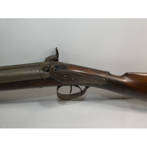 307 - A MID 19TH CENTURY PERCUSSION CAP SIDE BY SIDE 16 BORE SHOTGUN BY WALTON AND CO, 71CM BARRELS, LENGT... 