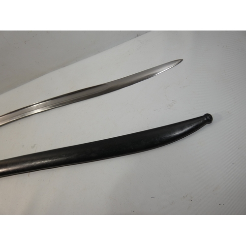 321 - A 19TH CENTURY FRENCH CHASSEPOT BAYONET AND SCABBARD 57CM BLADE DATED 1873 LENGTH 71CM