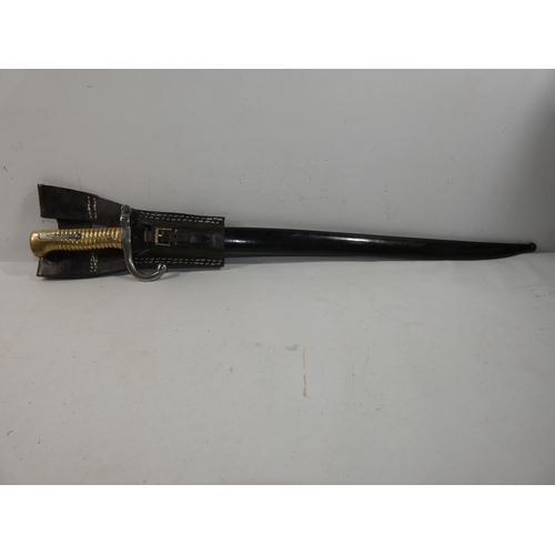 324 - A FRENCH CHASSEPOT BAYONET AND SCABBARD 58CM BLADE LENGTH 71CM