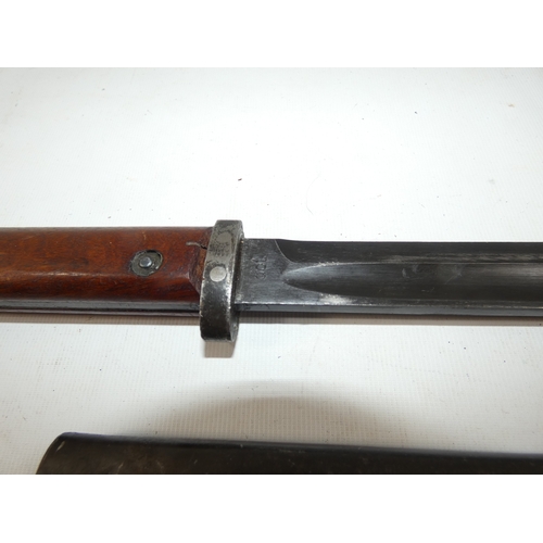 330 - A WORLD WAR II NAZI GERMANY VZ24 BAYONET AND SCABBARD, 30CM BLADE MARKED DOT, LENGTH 45CM