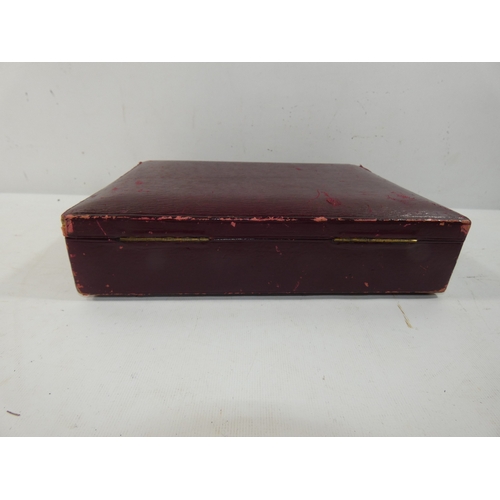 347 - A VINTAGE LEATHER COVERED BOX SUITABLE TO MAKE INTO A PISTOL CASE, EXTERNAL MEASUREMENTS, 19 X 25.5C... 