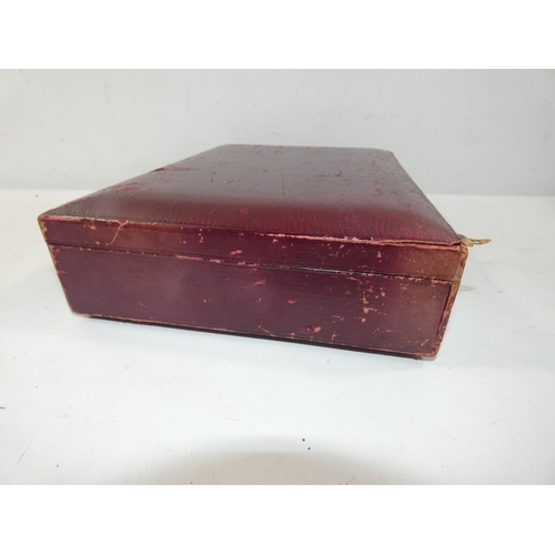347 - A VINTAGE LEATHER COVERED BOX SUITABLE TO MAKE INTO A PISTOL CASE, EXTERNAL MEASUREMENTS, 19 X 25.5C... 
