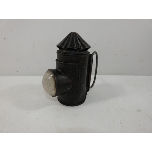 353 - A RARE LATE 19TH CENTURY VICTORIAN POLICE BULLEYE LANTERN WITH CHRISTMAS TREE TOP, HEIGHT 15CM