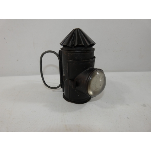 353 - A RARE LATE 19TH CENTURY VICTORIAN POLICE BULLEYE LANTERN WITH CHRISTMAS TREE TOP, HEIGHT 15CM