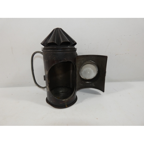 353 - A RARE LATE 19TH CENTURY VICTORIAN POLICE BULLEYE LANTERN WITH CHRISTMAS TREE TOP, HEIGHT 15CM