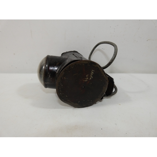 353 - A RARE LATE 19TH CENTURY VICTORIAN POLICE BULLEYE LANTERN WITH CHRISTMAS TREE TOP, HEIGHT 15CM