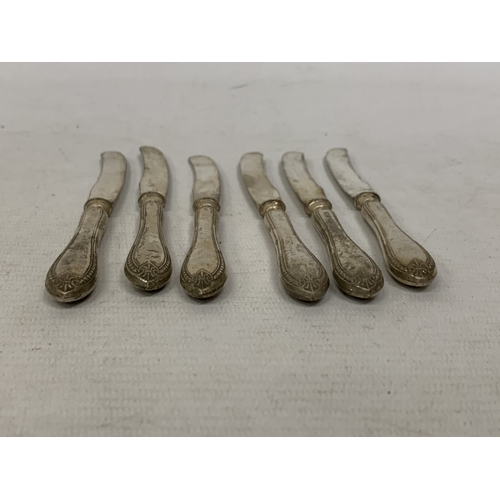 5 - SIX KNIVES WITH HALLMARKED SHEFFIELD SILVER HANDLES, GROSS WEIGHT 126.59g