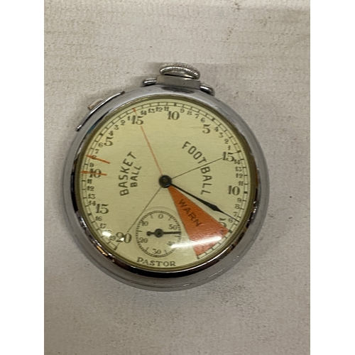 14 - TWO VINTAGE STOP WATCHES TO INCLUDE A PASTOR BASKET BALL STOP WATCH AND A DOLMY