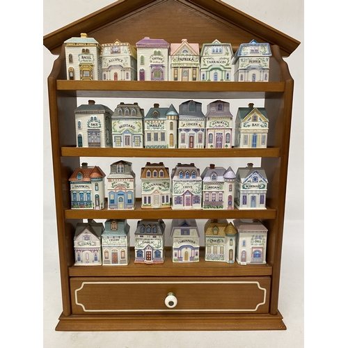 16 - A BROOKES BENTLEY SPICE RACK COMPLETE WITH 24 CERAMIC SPICE JARS