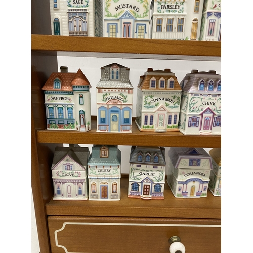 16 - A BROOKES BENTLEY SPICE RACK COMPLETE WITH 24 CERAMIC SPICE JARS