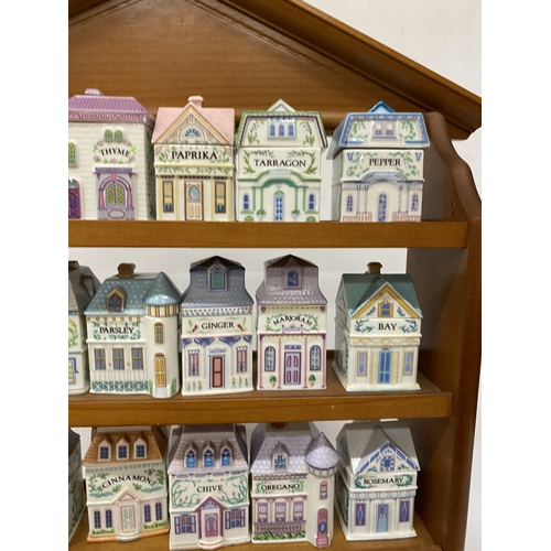 16 - A BROOKES BENTLEY SPICE RACK COMPLETE WITH 24 CERAMIC SPICE JARS