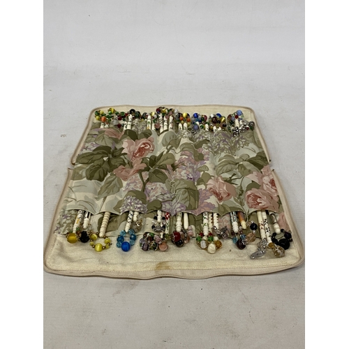 32 - A COLLECTION OF APPROX 54 BONE LACE MAKING BOBBINS WITH DECORATION, CHARMS AND SPANGLES