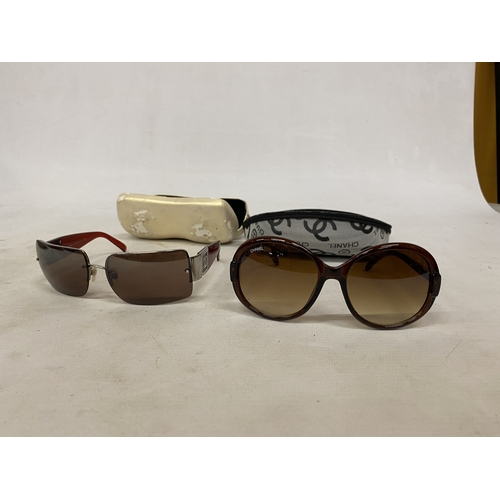 59 - TWO PAIRS OF SUNGLASSES MARKED 'CHANEL' IN CASES