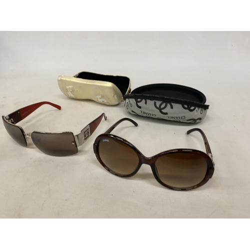 59 - TWO PAIRS OF SUNGLASSES MARKED 'CHANEL' IN CASES
