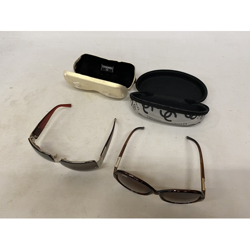 59 - TWO PAIRS OF SUNGLASSES MARKED 'CHANEL' IN CASES