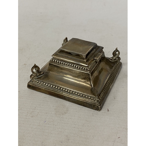 47 - A HALLMARKED SHEFFIELD SILVER INKWELL WITH WEIGHTED BASE, GROSS WEIGHT 278.71g