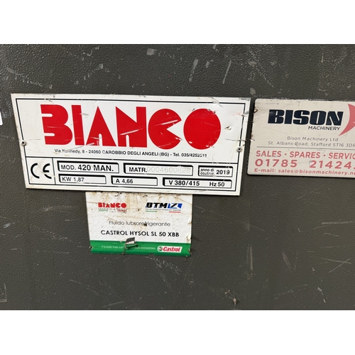 106 - A 2019 BIANCO MOD 420 MAN 1.87KW POWER HACKSAW (3 PHASE) IN GOOD WORKING ORDER WHILST ALL DESCRIPTIO... 