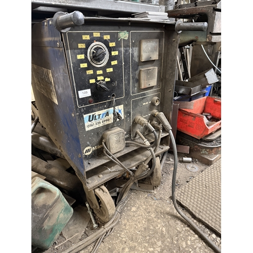 109 - AN ULTRA 480 MIG WELDER ON TROLLEY BASE WITH SEPARATE WIRE FEED, GOOD WORKING ORDER WHILST ALL DESCR... 