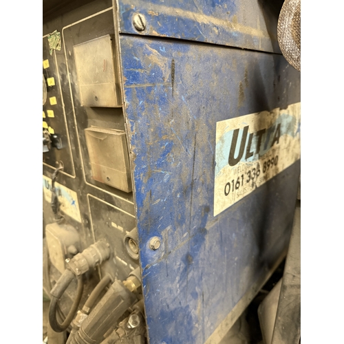 109 - AN ULTRA 480 MIG WELDER ON TROLLEY BASE WITH SEPARATE WIRE FEED, GOOD WORKING ORDER WHILST ALL DESCR... 