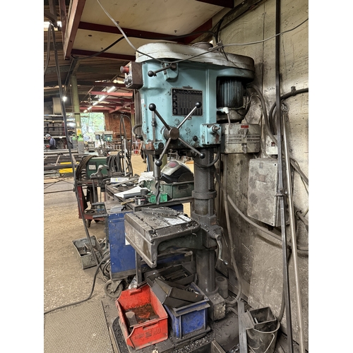 110 - A HEAVY DUTY UPRIGHT 3 PHASE METAL WORKING PILLAR DRILL GOOD WORKING ORDER WHILST ALL DESCRIPTIONS A... 