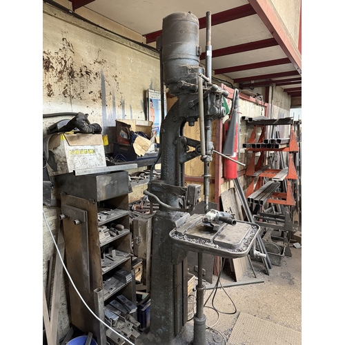 111 - A HEAVY DUTY UPRIGHT 3 PHASE POLLARD AND CO LTD CORONA METAL WORKING PILLAR DRILL WITH A LARGE SELEC... 