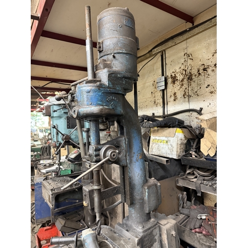 111 - A HEAVY DUTY UPRIGHT 3 PHASE POLLARD AND CO LTD CORONA METAL WORKING PILLAR DRILL WITH A LARGE SELEC... 