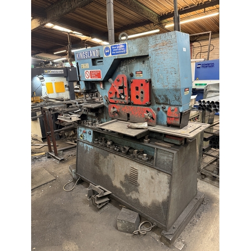 121 - A KINGSLAND HYDRAULIC MULTIFUNCTIONAL METAL WORKING MACHINE WITH VARIOUS TOOLING ITEMS GOOD WORKING ... 
