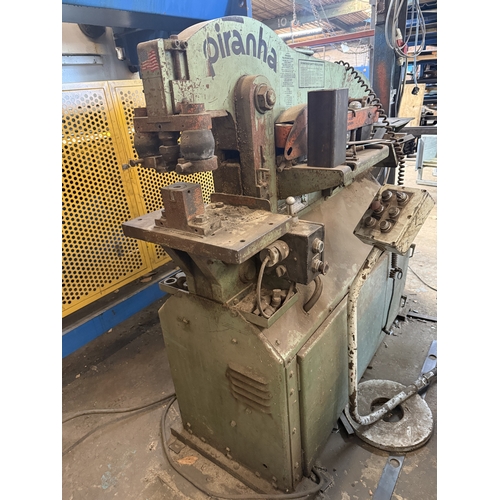 125 - A THREE PHASE PIRANHA P50 IRONWORKER, ONLY WORKS AT ONE END FOR THE NOTCHING FUNCTION