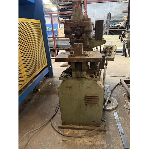 125 - A THREE PHASE PIRANHA P50 IRONWORKER, ONLY WORKS AT ONE END FOR THE NOTCHING FUNCTION