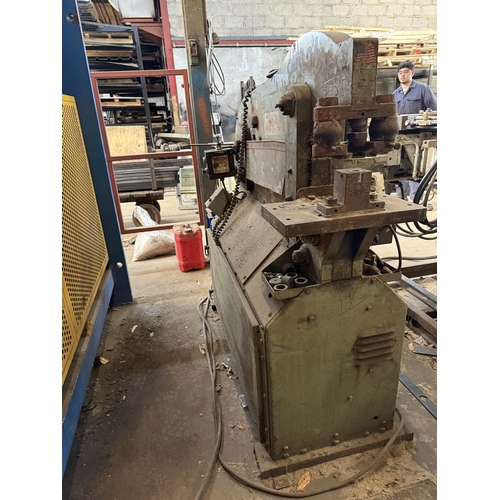 125 - A THREE PHASE PIRANHA P50 IRONWORKER, ONLY WORKS AT ONE END FOR THE NOTCHING FUNCTION
