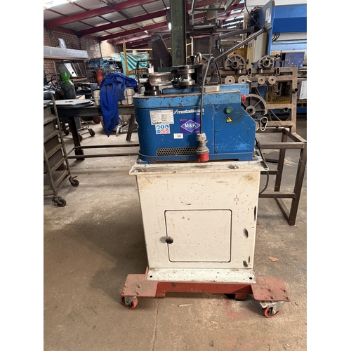 128 - A METALLKRAFT RB54 THREE PHASE METAL TUBE BENDING MACHINE WITH A RACK OF VARIOUS TOOLS GOOD WORKING ... 
