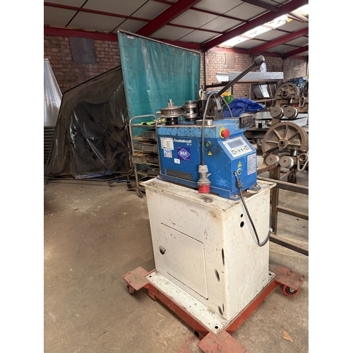 128 - A METALLKRAFT RB54 THREE PHASE METAL TUBE BENDING MACHINE WITH A RACK OF VARIOUS TOOLS GOOD WORKING ... 