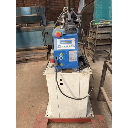 128 - A METALLKRAFT RB54 THREE PHASE METAL TUBE BENDING MACHINE WITH A RACK OF VARIOUS TOOLS GOOD WORKING ... 