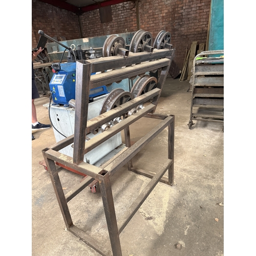 128 - A METALLKRAFT RB54 THREE PHASE METAL TUBE BENDING MACHINE WITH A RACK OF VARIOUS TOOLS GOOD WORKING ... 