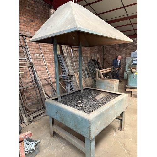 129 - A SCRATCH BUILT METAL WORKING FORGE BELIEVED WORKING BUT NO WARRANTY IS GIVEN